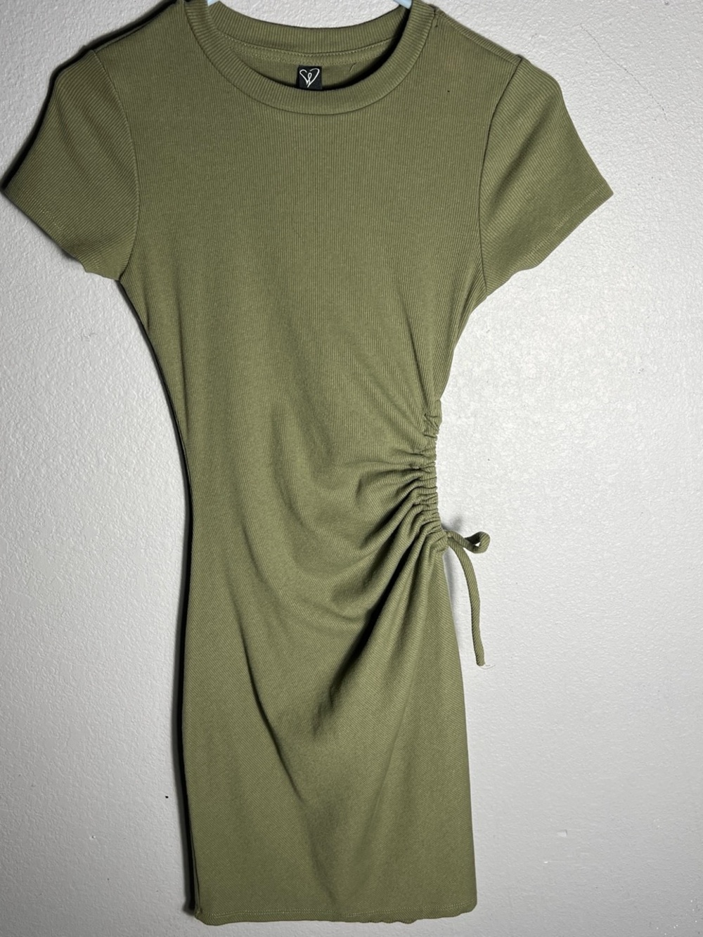 Windsor Olive Side-Ruched Mini Dress